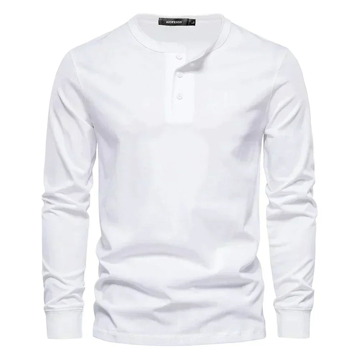 BENJAMIN | Men’s Timeless Long Sleeve Henley Shirt With Three-Button Front