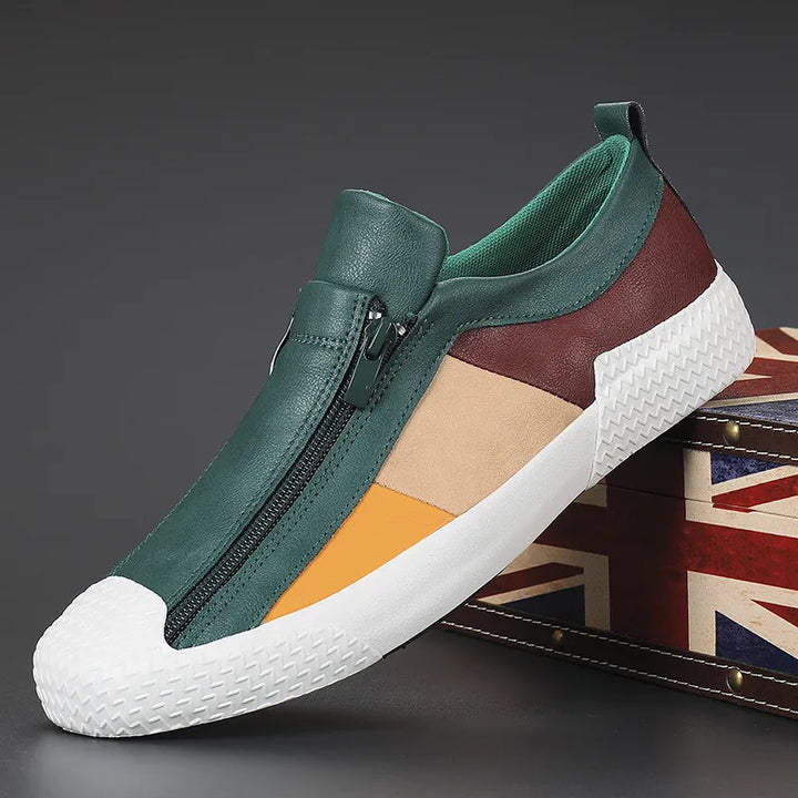 LOGAN | Men’s Casual Slip-On Sneakers With Side Zip And Panelled Design