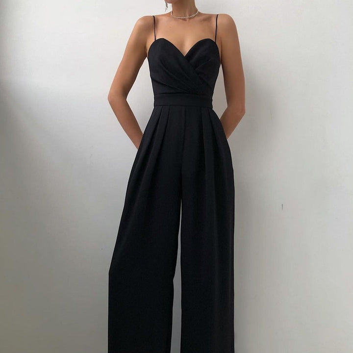 Maya | Women’s Spaghetti Strap Wide-Leg Jumpsuit With Wrapped Bodice Design