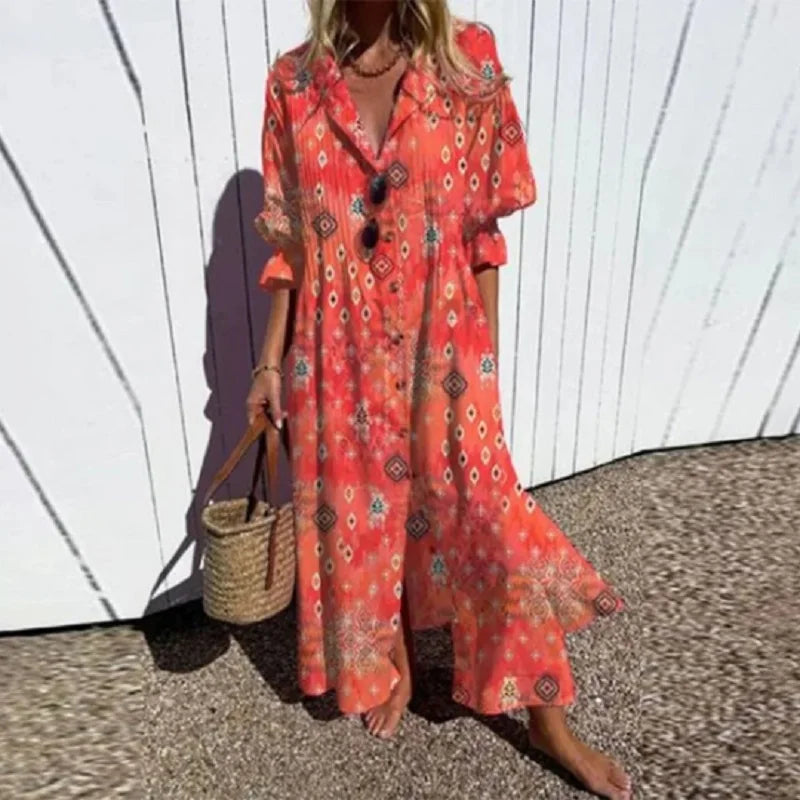 Aurora | Women’s Boho Maxi Dress with V-Neck