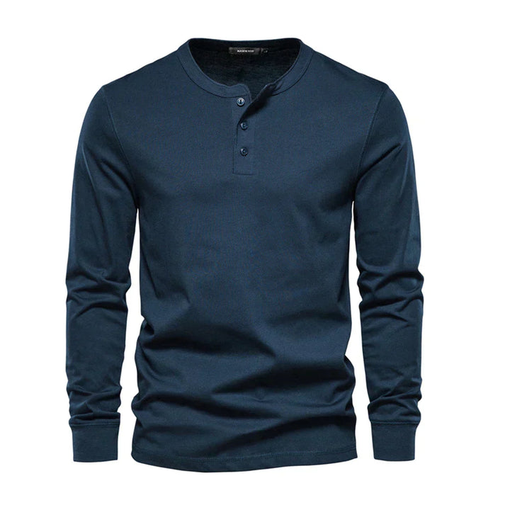 BENJAMIN | Men’s Timeless Long Sleeve Henley Shirt With Three-Button Front