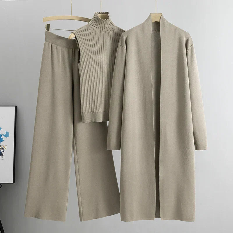 Sophia | Three-Piece Women’s Set With Longline Cardigan And Trousers