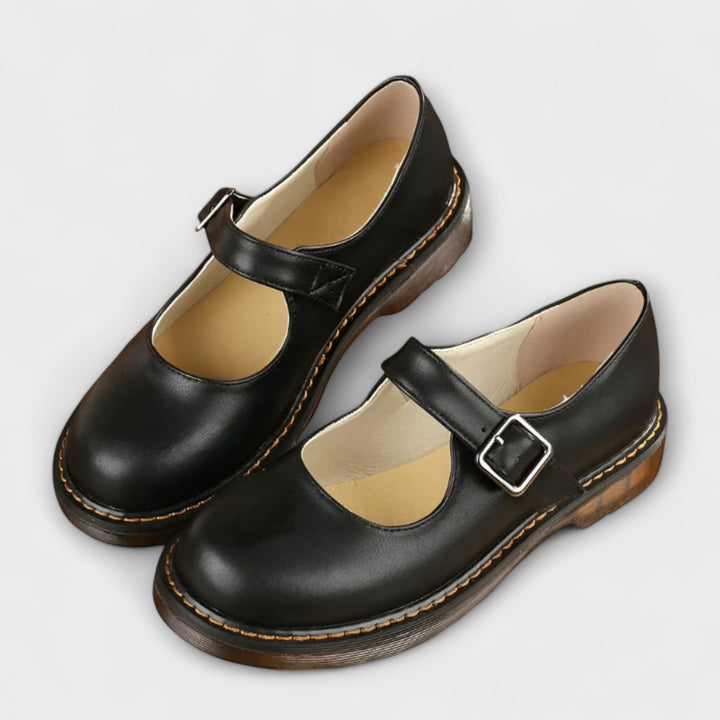 AMELIA | Women’s Timeless Mary Jane Flat Shoes With Secure Buckle Closure