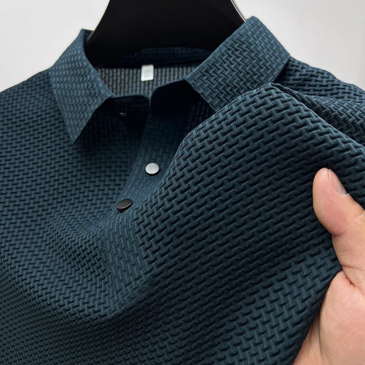 Milan | Men’s Textured Snap-Button Polo Shirt