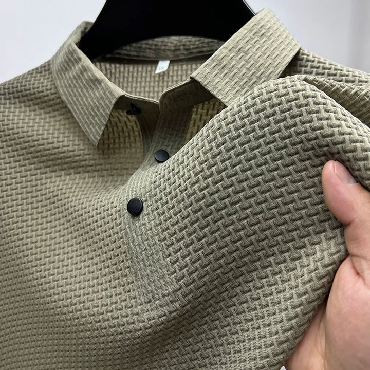 Milan | Men’s Textured Snap-Button Polo Shirt
