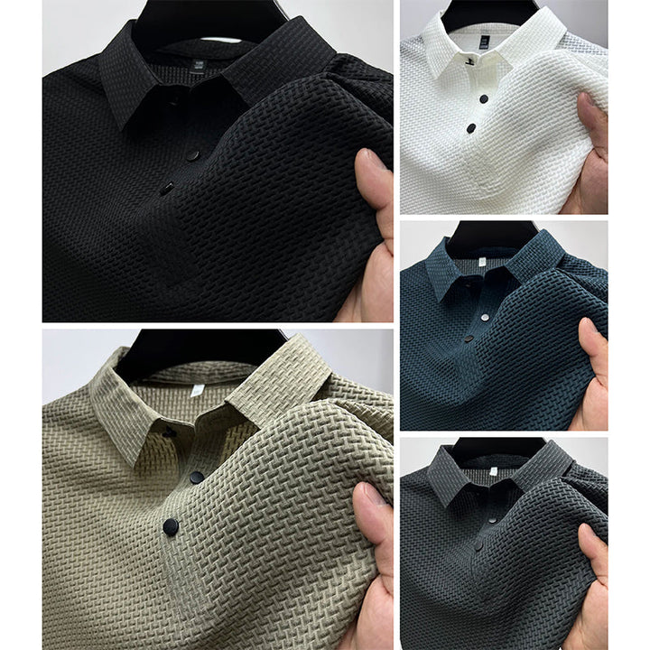 Milan | Men’s Textured Snap-Button Polo Shirt