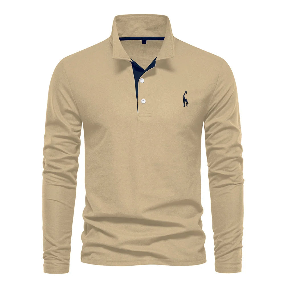 Adam | Men’s Long-Sleeve Knit Polo Top With Buttoned Front And Structured Collar