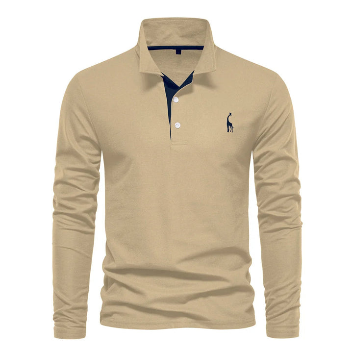Adam | Men’s Long-Sleeve Knit Polo Top With Buttoned Front And Structured Collar