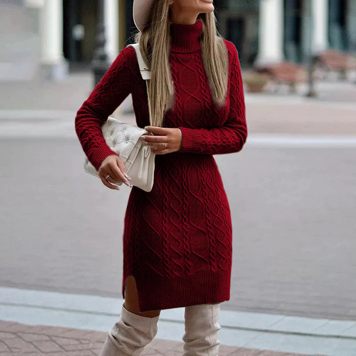 Elena | Cozy High-Neck Knit Maxi Dress For Cold-Season Style