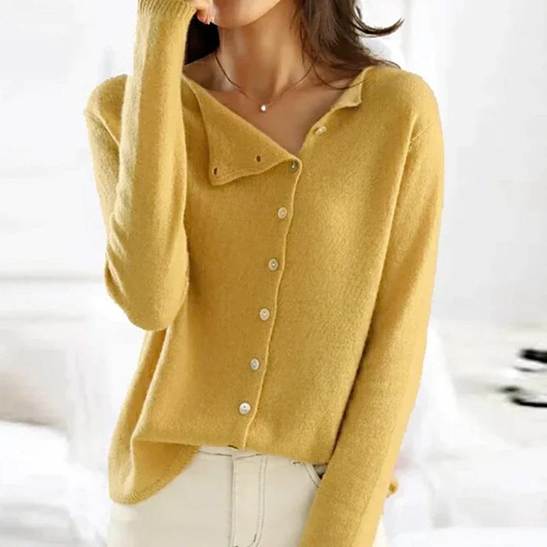 Elise | Soft Stretch Button-Front Knit Top For Women