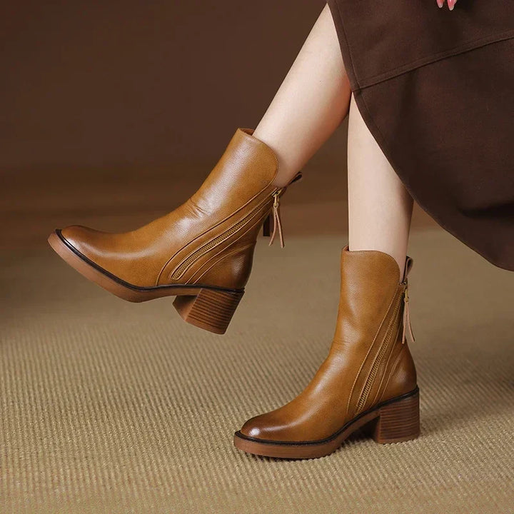 EVELYN | Women’s Chic Orthopedic Ankle Boots With Side Zip Closure And Stacked Heel