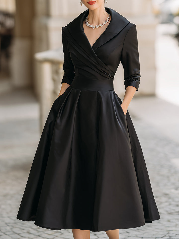 Reece | Elegant Draped Shine Midi Dress For Women