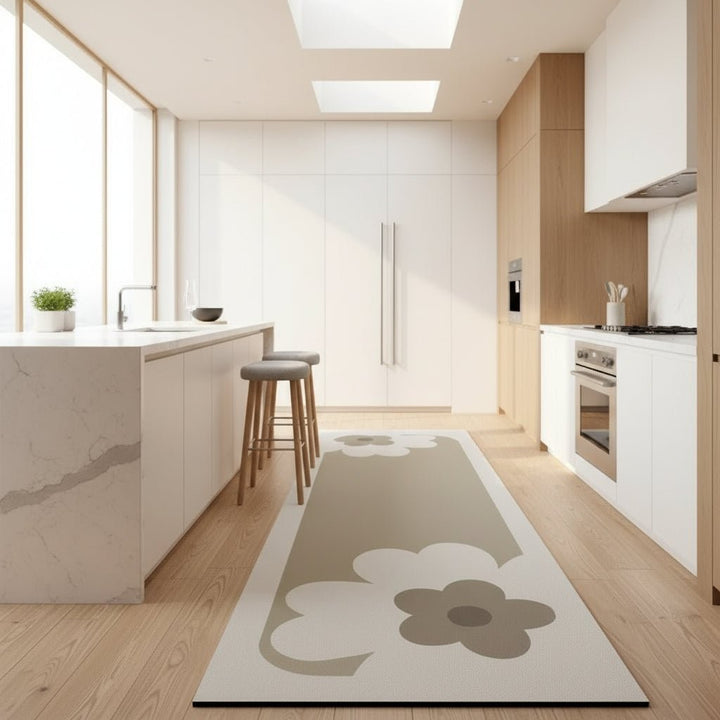 Absorbent anti-fatigue kitchen mat in front of a sink - product photo 2