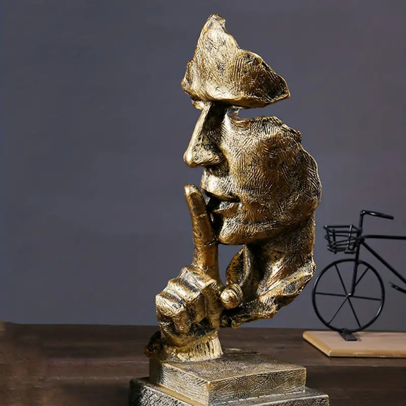Abstract face sculpture with gold detailing - product photo 2