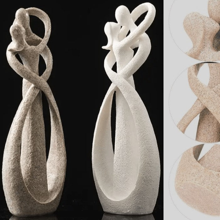 Abstract resin sculpture of two embracing figures - product photo 4