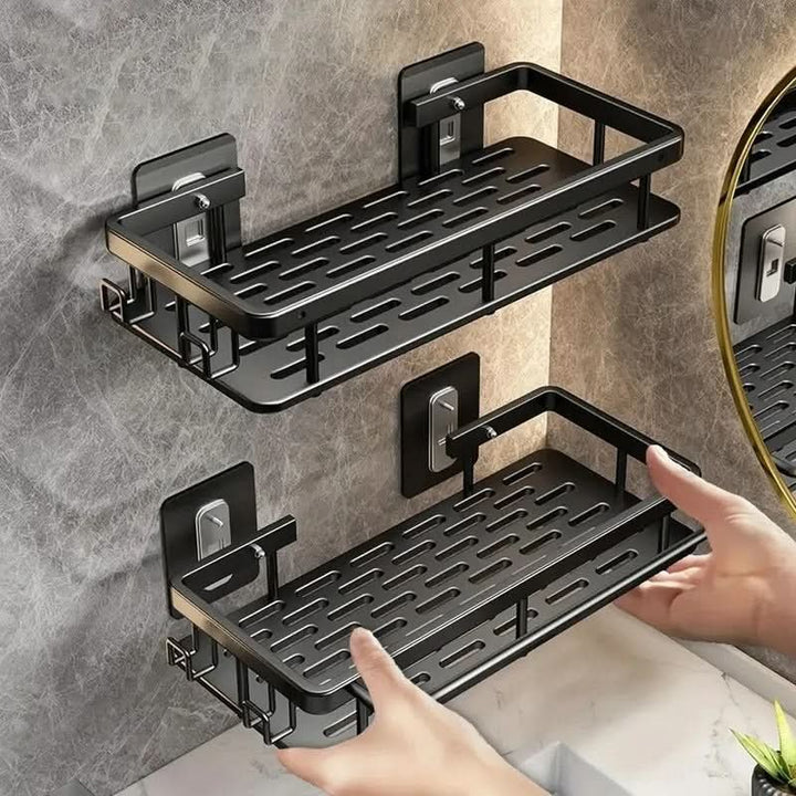 Adhesive stainless steel bathroom shelf mounted on tile - product photo 15