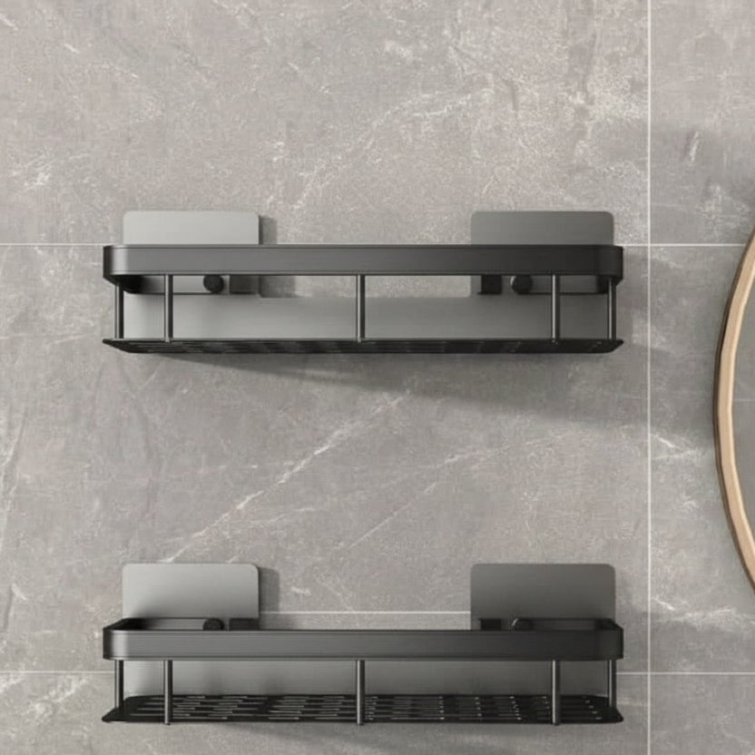 Adhesive stainless steel bathroom shelf mounted on tile - product photo 17