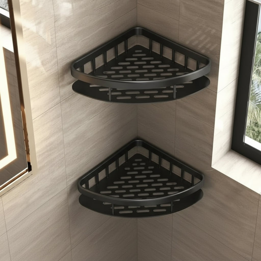 Adhesive stainless steel bathroom shelf mounted on tile - product photo 19