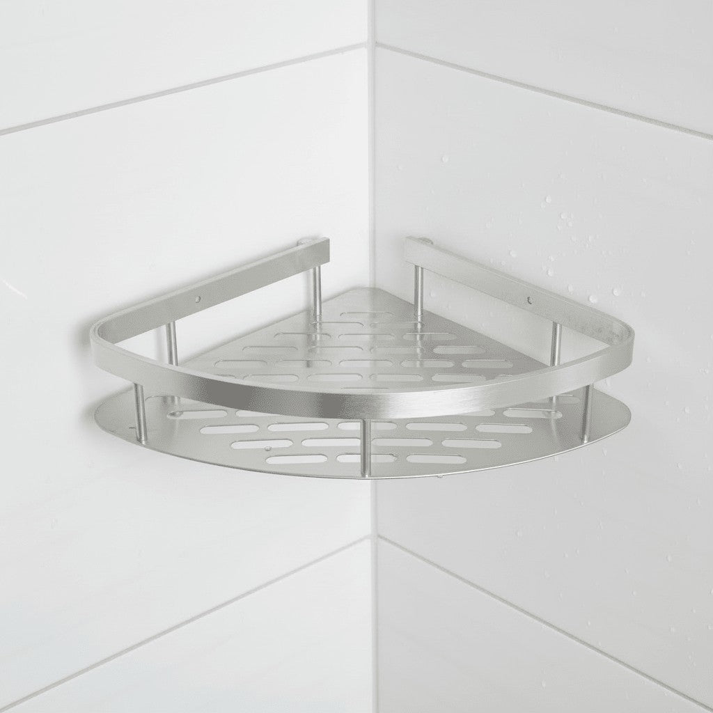 Adhesive stainless steel bathroom shelf mounted on tile - product photo 20