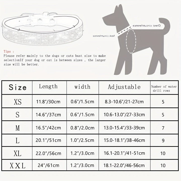 Adjustable leather dog collar with rhinestones - product photo 3