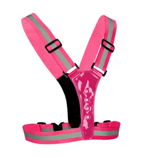 Adjustable LED running vest lit up at night - product photo 12