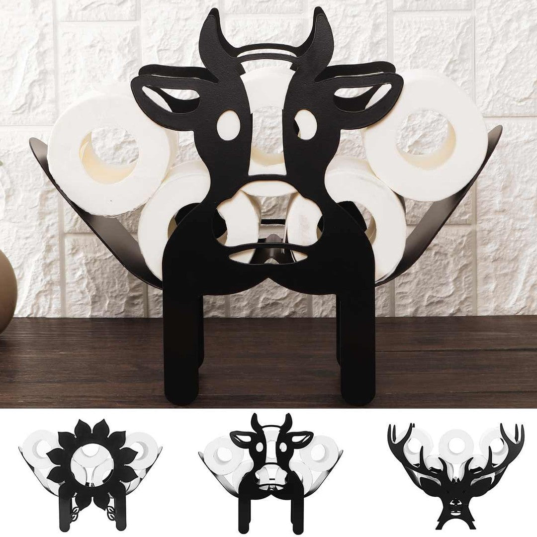 Animal-shaped stainless steel toilet roll holder on a wall - product photo 1