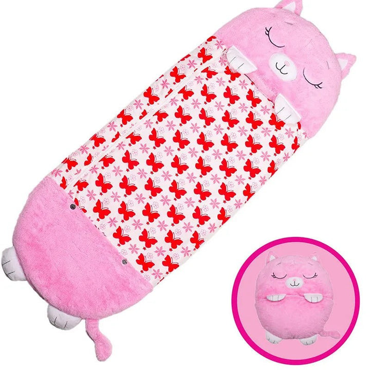 Animal sleeping bag folded into a round cushion - product photo 7