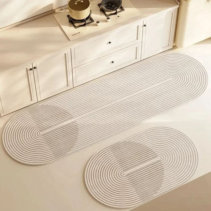 Cushioned anti-fatigue kitchen floor mat in front of a counter - product photo 4