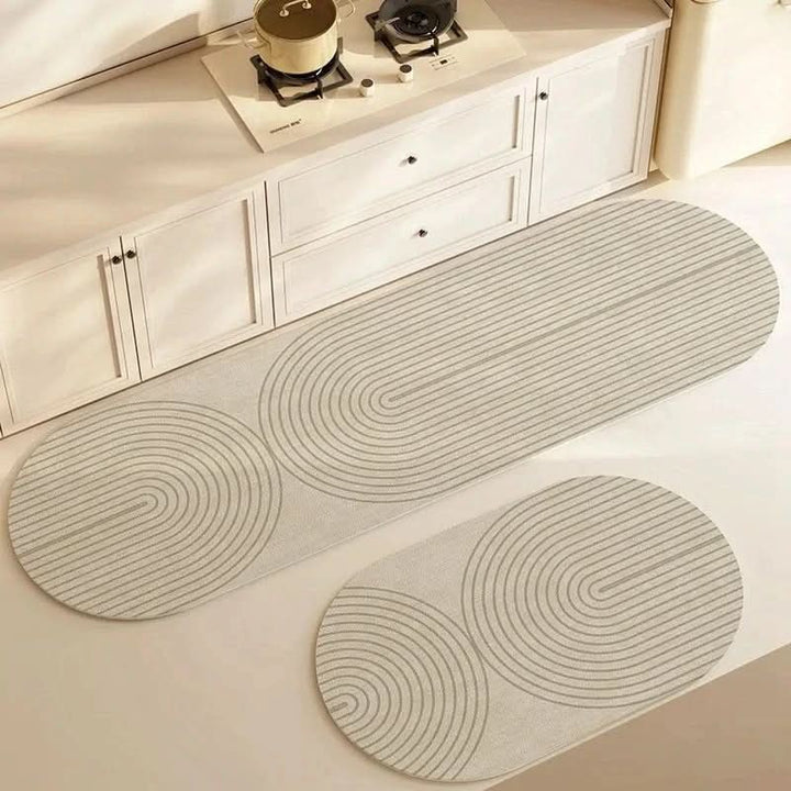 Cushioned anti-fatigue kitchen floor mat in front of a counter - product photo 5