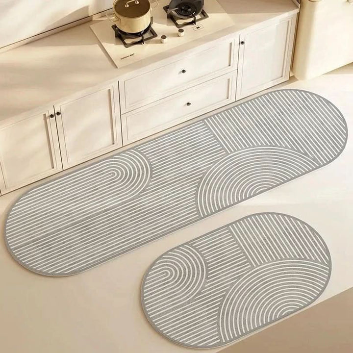 Cushioned anti-fatigue kitchen floor mat in front of a counter - product photo 6