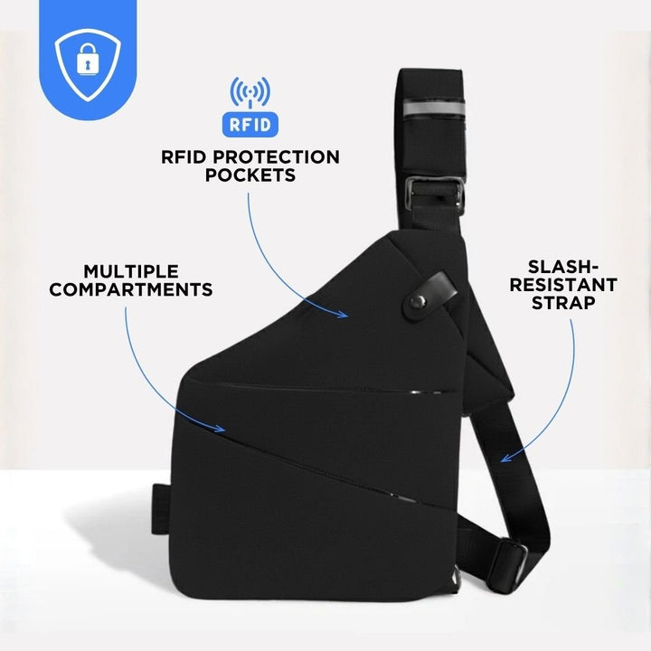 Anti-theft shoulder bag with a cut-resistant strap and Rfid pocket - product photo 7
