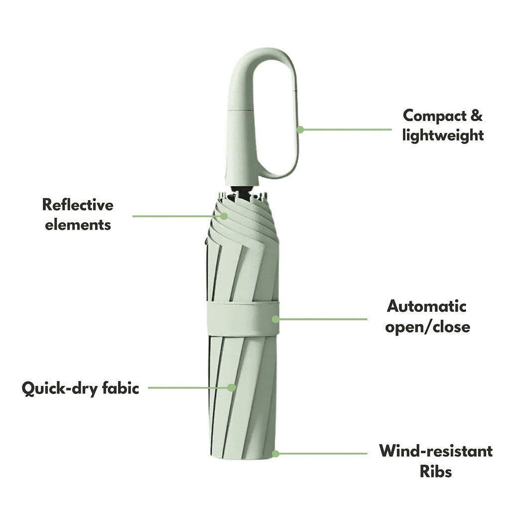 Automatic compact umbrella with a reinforced windproof frame - product photo 10