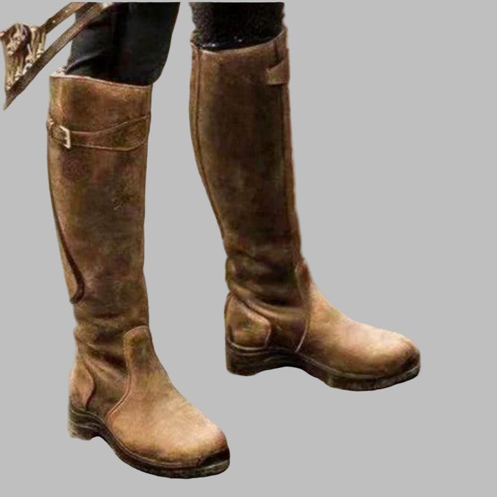 Aria | Rugged Leather Trekking Boots With Secure Strap Support For Women