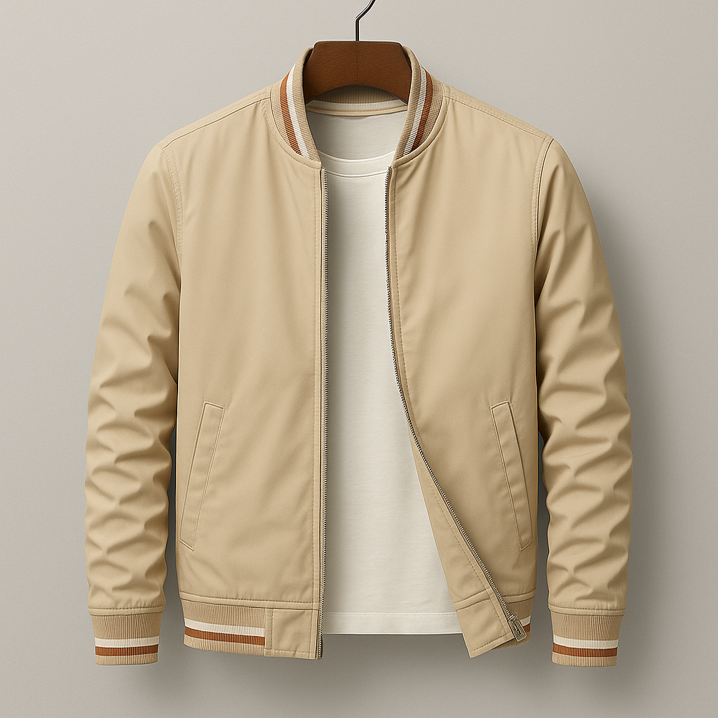 OLIVER | Men’s Classic Zip-Front Bomber Jacket With Ribbed Trim And Utility Pockets