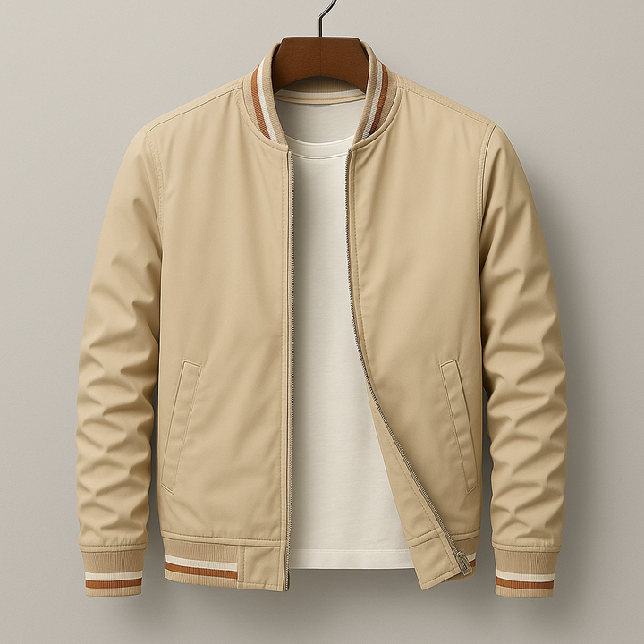 OLIVER | Men’s Classic Zip-Front Bomber Jacket With Ribbed Trim And Utility Pockets