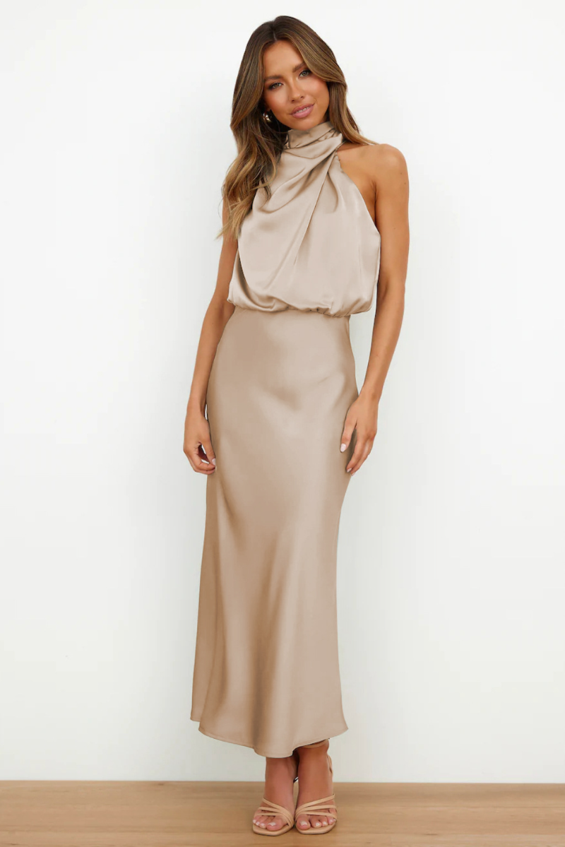 Colette | Women’s Stylish Midi Dress with Modern Neckline