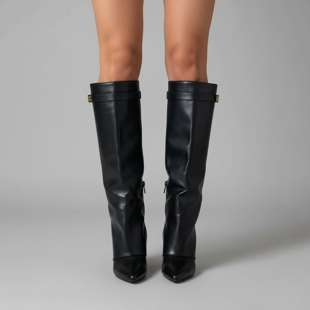 Arden | Over-The-Knee Leather Statement Boots With Adjustable Buckle For Women
