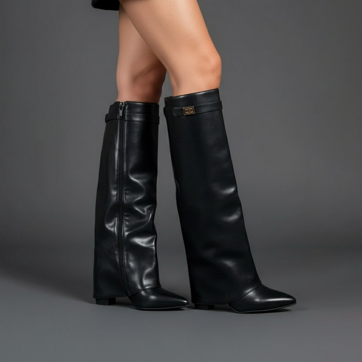 Arden | Over-The-Knee Leather Statement Boots With Adjustable Buckle For Women
