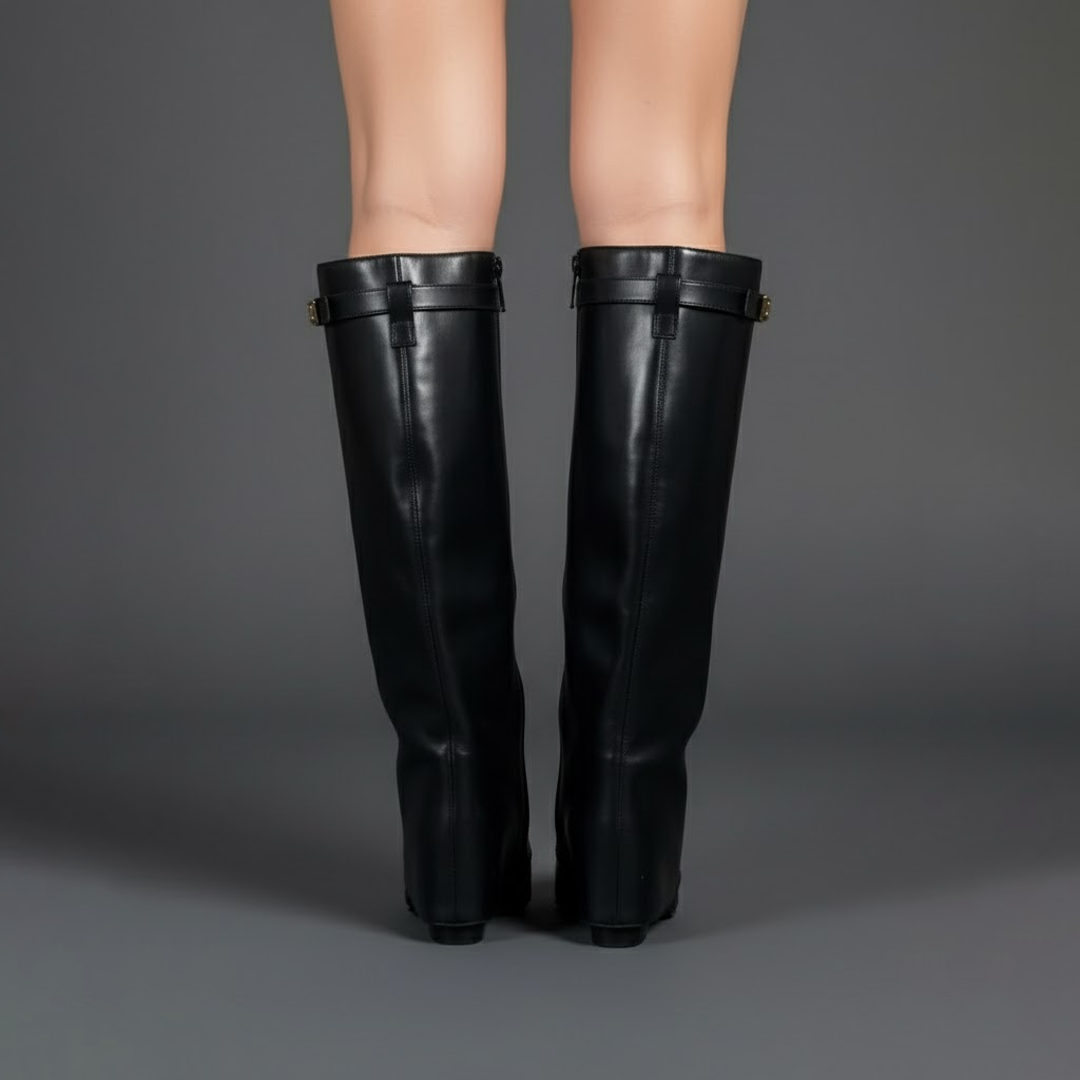 Arden | Over-The-Knee Leather Statement Boots With Adjustable Buckle For Women