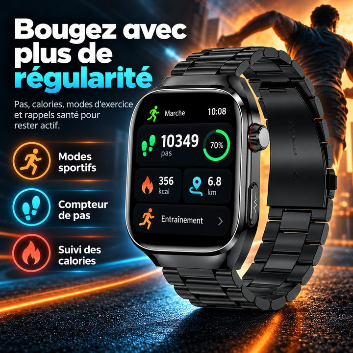 Bluetooth fitness watch with a steel strap - product photo 12