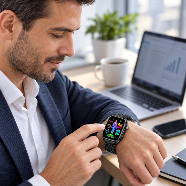Bluetooth fitness watch with a steel strap - product photo 3