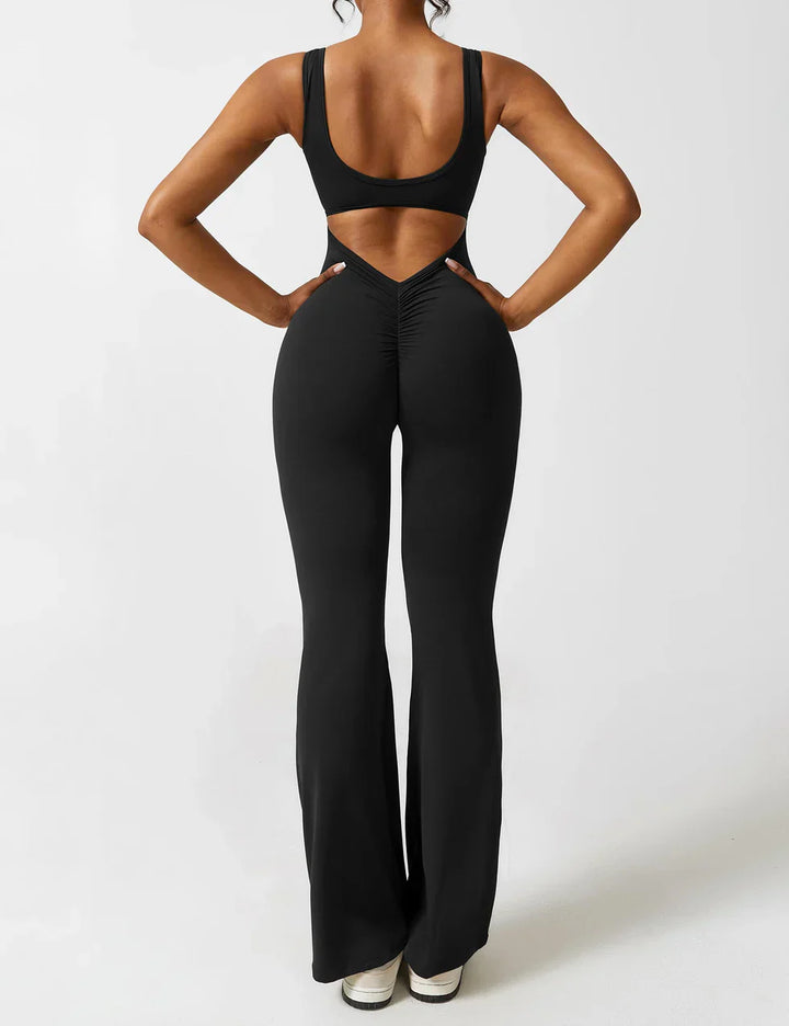 Selene | Women’s Flared Jumpsuit with V-Back Design