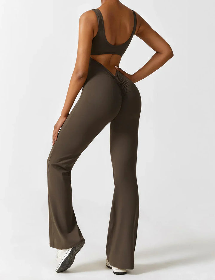 Selene | Women’s Flared Jumpsuit with V-Back Design