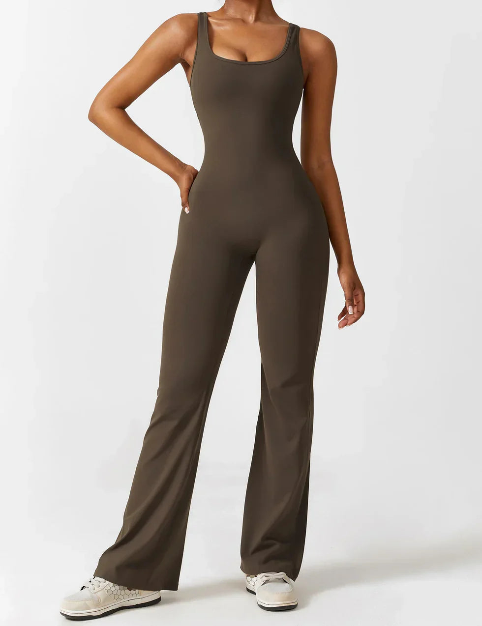 Selene | Women’s Flared Jumpsuit with V-Back Design