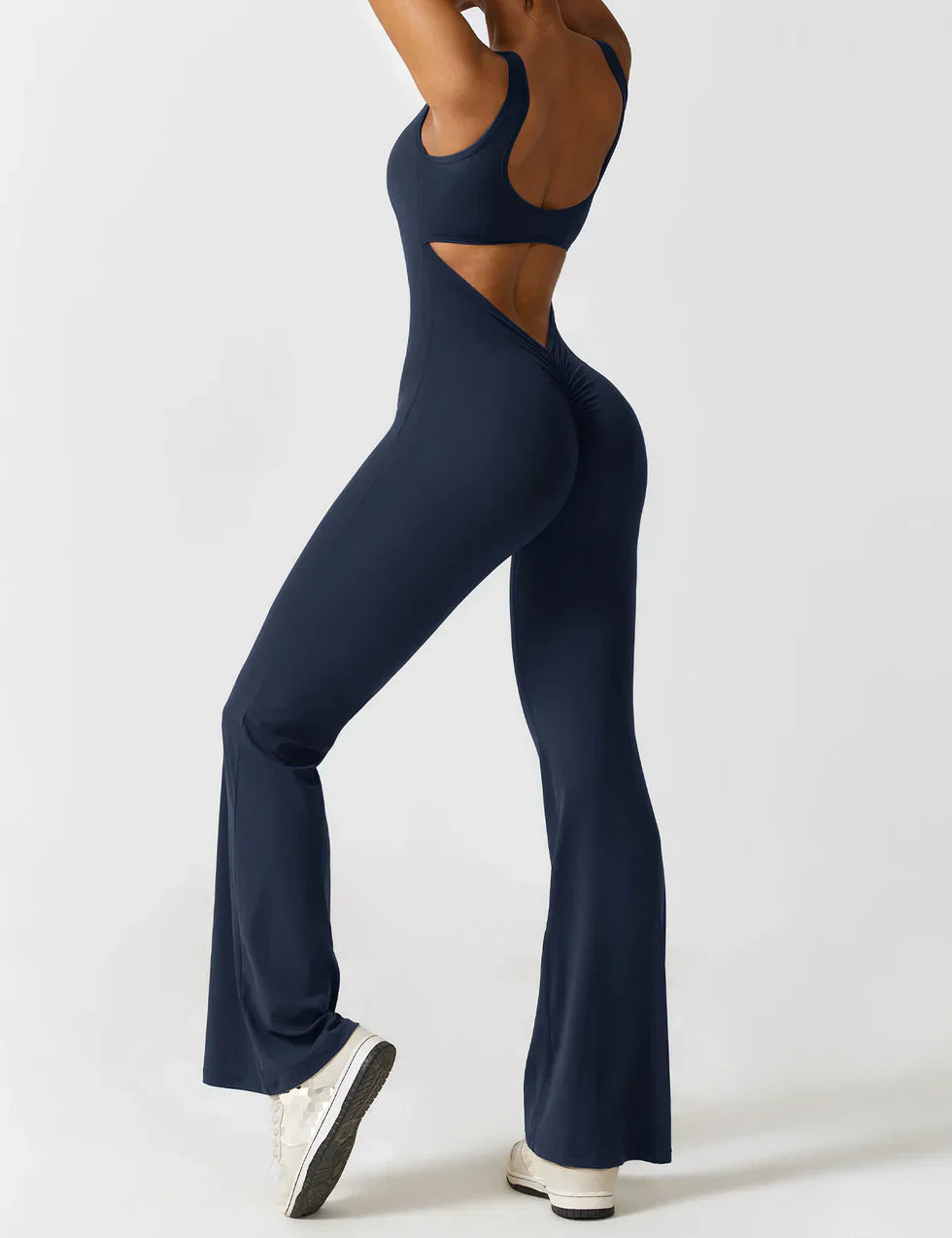 Selene | Women’s Flared Jumpsuit with V-Back Design