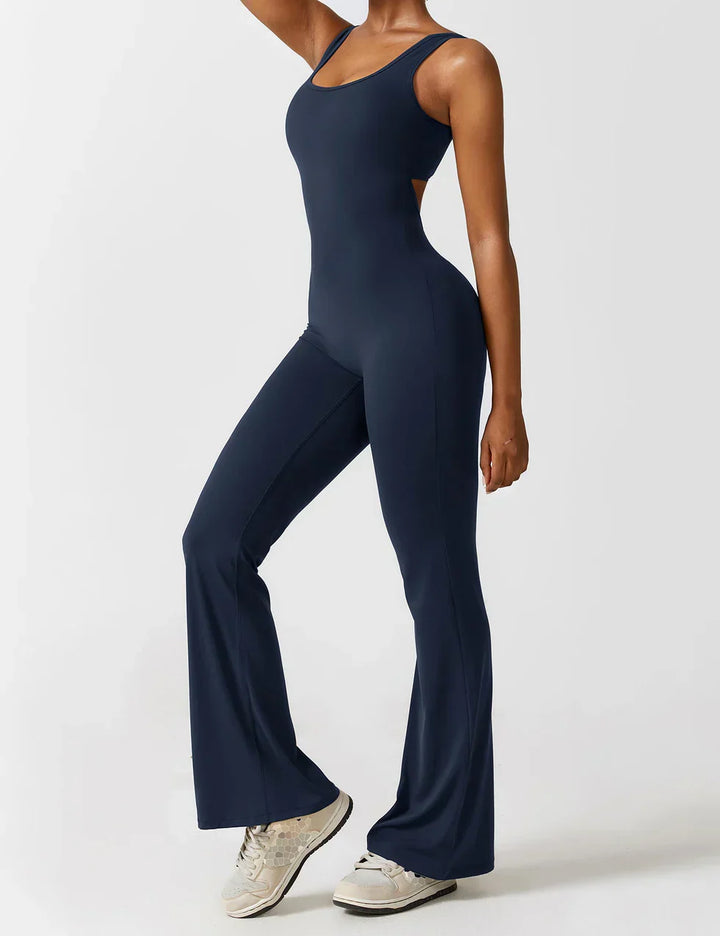 Selene | Women’s Flared Jumpsuit with V-Back Design