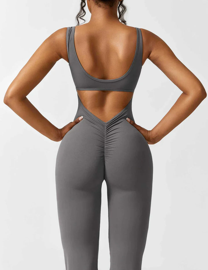 Selene | Women’s Flared Jumpsuit with V-Back Design