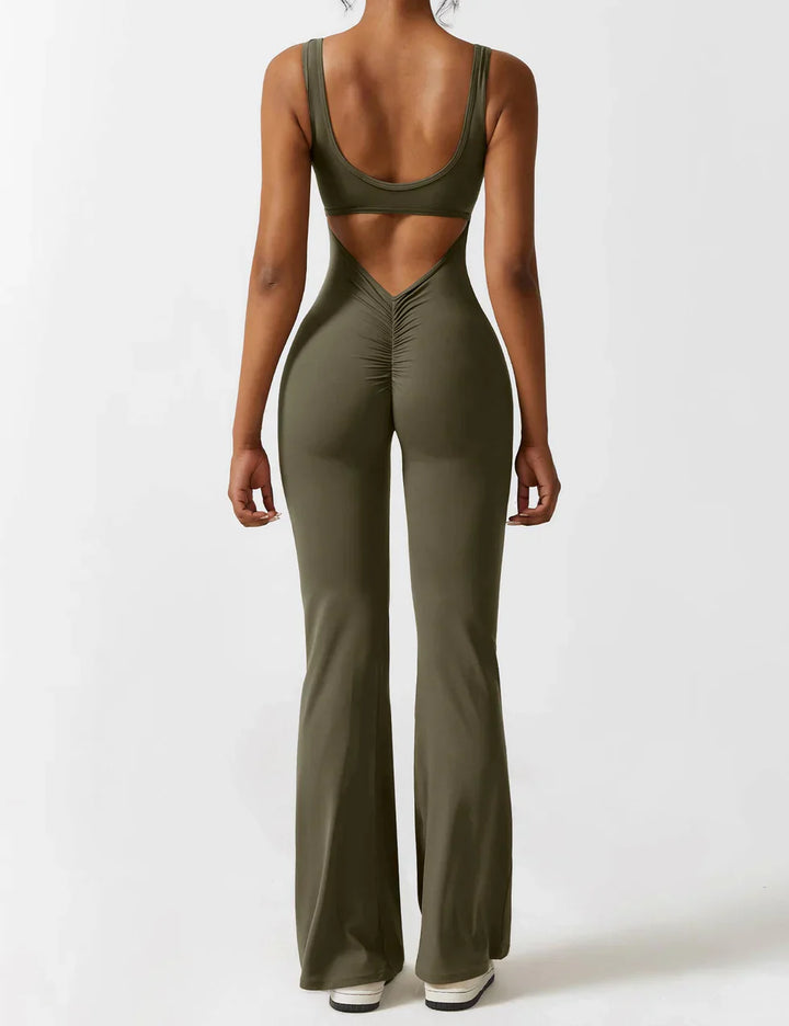 Selene | Women’s Flared Jumpsuit with V-Back Design