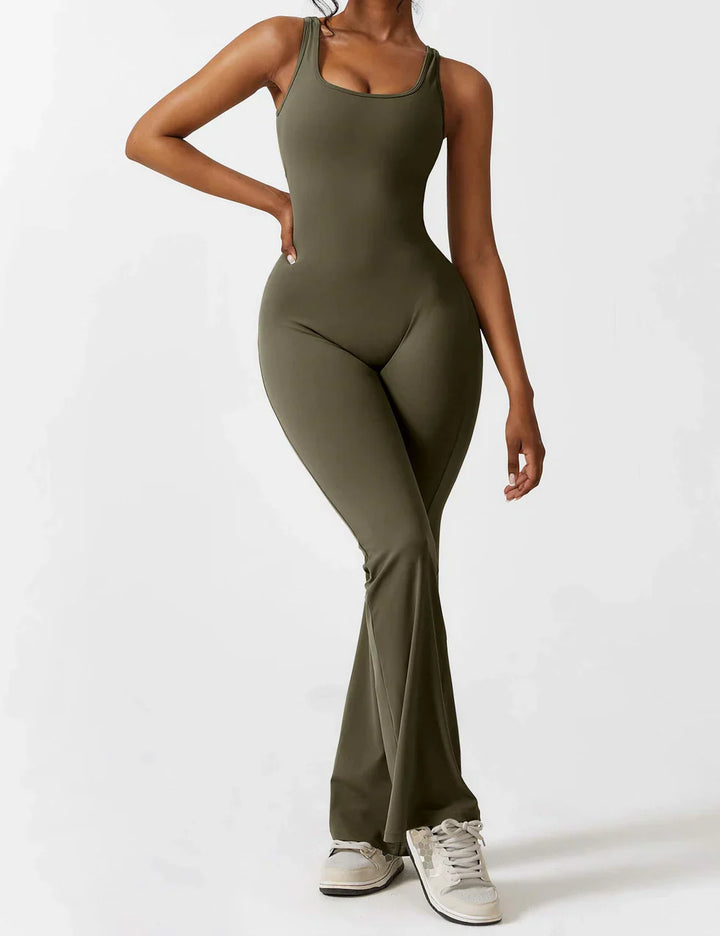 Selene | Women’s Flared Jumpsuit with V-Back Design