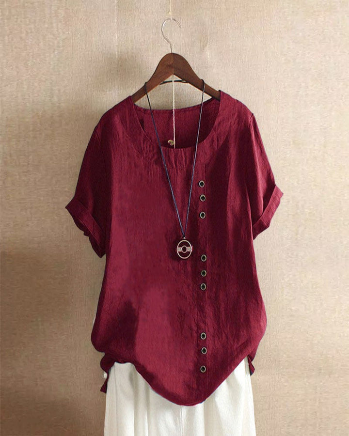 Julia | Women’s Short Sleeve Summer Blouse with Round Neck